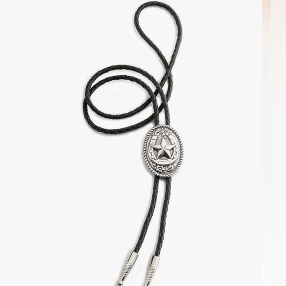 Other - Western Star Silver Bolo Tie with Black Braided Cord